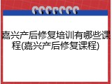 嘉兴产后修复培训有哪些课程(嘉兴产后修复课程)