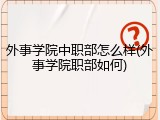 外事学院中职部怎么样(外事学院职部如何)