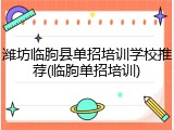 潍坊临朐县单招培训学校推荐(临朐单招培训)