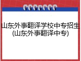 山东外事翻译学校中专招生(山东外事翻译中专)