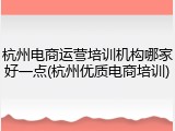 杭州电商运营培训机构哪家好一点(杭州优质电商培训)