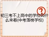 初三考不上高中的学校叫什么来着(中考落榜学校)