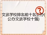 文武学校排名前十名公办(公办文武学校十强)