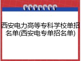 西安电力高等专科学校单招名单(西安电专单招名单)