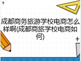 成都商务旅游学校电商怎么样啊(成都商旅学校电商如何)