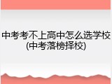 中考考不上高中怎么选学校(中考落榜择校)