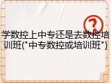 学数控上中专还是去数控培训班("中专数控或培训班")
