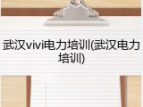 武汉vivi电力培训(武汉电力培训)
