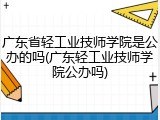广东省轻工业技师学院是公办的吗(广东轻工业技师学院公办吗)