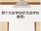 那个文武学校好(文武学校推荐)