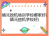 镇沅挖机培训学校哪家好(镇沅挖机学校好)