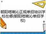 朝阳喀喇沁正规单招培训学校在哪(朝阳喀喇沁单招学校)