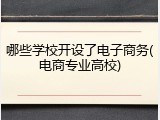 哪些学校开设了电子商务(电商专业高校)