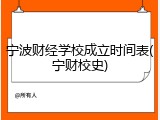 宁波财经学校成立时间表(宁财校史)