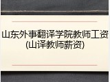 山东外事翻译学院教师工资(山译教师薪资)