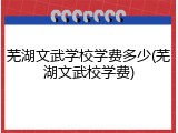 芜湖文武学校学费多少(芜湖文武校学费)