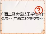 广西二轻高级技工学校有什么专业(广西二轻技校专业)