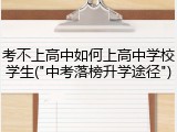 考不上高中如何上高中学校学生("中考落榜升学途径")