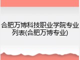 合肥万博科技职业学院专业列表(合肥万博专业)