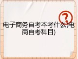 电子商务自考本考什么(电商自考科目)