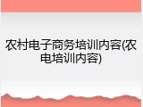 农村电子商务培训内容(农电培训内容)