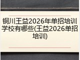铜川王益2026年单招培训学校有哪些(王益2026单招培训)