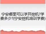 宁安哪里可以学开挖机?学费多少?(宁安挖机培训学费)