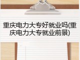 重庆电力大专好就业吗(重庆电力大专就业前景)