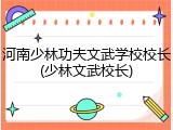 河南少林功夫文武学校校长(少林文武校长)
