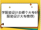 学服装设计去哪个大专好(服装设计大专推荐)