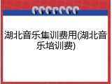 湖北音乐集训费用(湖北音乐培训费)