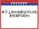 考不上高中选职业可以吗(职校替代高中)