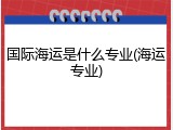 国际海运是什么专业(海运专业)