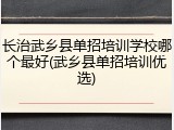 长治武乡县单招培训学校哪个最好(武乡县单招培训优选)