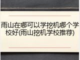 雨山在哪可以学挖机哪个学校好(雨山挖机学校推荐)