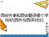 西安外事和西安翻译哪个学校好(西外与西译对比)