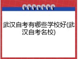 武汉自考有哪些学校好(武汉自考名校)