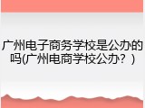 广州电子商务学校是公办的吗(广州电商学校公办？)