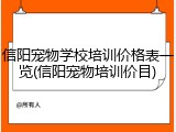 信阳宠物学校培训价格表一览(信阳宠物培训价目)
