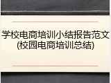 学校电商培训小结报告范文(校园电商培训总结)