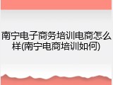 南宁电子商务培训电商怎么样(南宁电商培训如何)