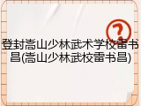 登封嵩山少林武术学校雷书昌(嵩山少林武校雷书昌)