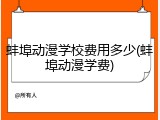 蚌埠动漫学校费用多少(蚌埠动漫学费)