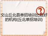 文山丘北县单招培训比较好的机构(丘北单招培训)
