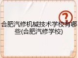 合肥汽修机械技术学校有哪些(合肥汽修学校)