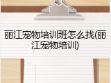 丽江宠物培训班怎么找(丽江宠物培训)
