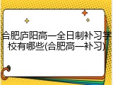 合肥庐阳高一全日制补习学校有哪些(合肥高一补习)
