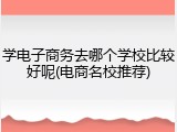 学电子商务去哪个学校比较好呢(电商名校推荐)