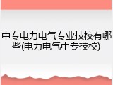 中专电力电气专业技校有哪些(电力电气中专技校)