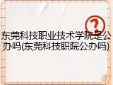 东莞科技职业技术学院是公办吗(东莞科技职院公办吗)